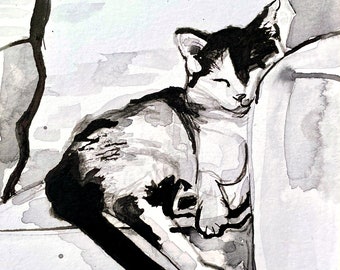 Napping Cat Art Print