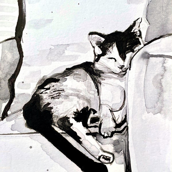 Napping Cat Art Print