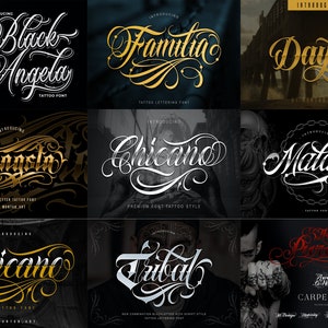 20 Premium Tattoo Fonts Bundle 5, Custom tattoos design, Logo Fonts, Black Letter Calligraphy, Photoshop Font, Procreate Font