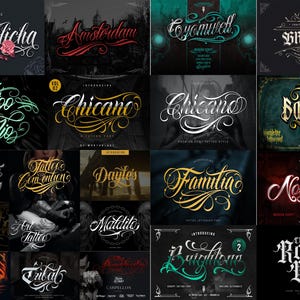 40 Premium Tattoo Fonts Bundle 5 – Blackletter Calligraphy Fonts for Tattoo Art, Logos & Branding • Procreate + Photoshop Friendly