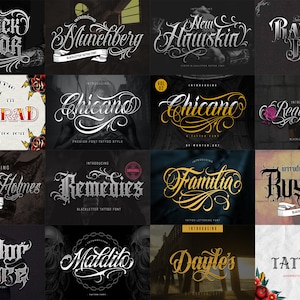 40 Premium Tattoo Fonts Bundle 7 – Blackletter Calligraphy Fonts for Logos, Tattoos, Procreate & Photoshop Friendly