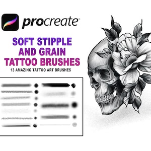 13 Soft Stipple and Grain Tattoo Brushses for Procreate, Tattoo Brush, Digital Painting, Digital Art