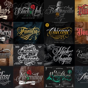 40 Premium Tattoo Fonts Bundle 6 | Gothic Blackletter and Calligraphy Fonts for Tattoos, Logos, Procreate, Photoshop & Craft Tools