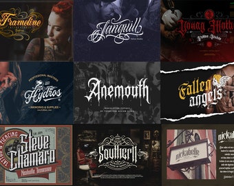 10 Premium Tattoo Fonts Bundle 1