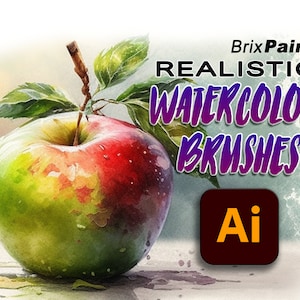 83 Realistic Watercolor Brushes for Adobe Illustrator, Digital Painting Premium Brushset pack