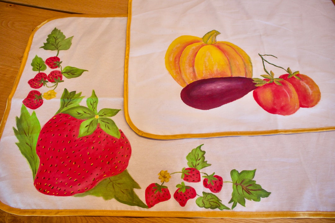 Vintage Hand Painted Table Runner set of 2 Etsy UK