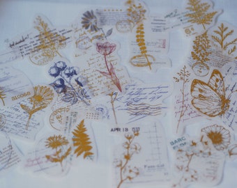 Eleganta vintage-journalklistermärken med gyllene accenter för journaler, planerare, scrapbooking och mer