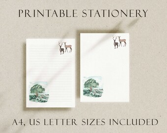 Utskrivbar illustration med vårtema utomhus. Brevpapper för brevpappersälskare, brevvän, linjerat och blankt brev/digitalt brevpapper