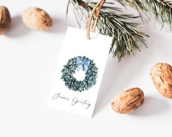 Utskrivbar julklappsetikett / Direktnedladdning av julgåva / Akvarell illustration av julelement / 9 presentetiketter / Digitalt brevpapper