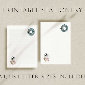 Downloadable Christmas Letter Writing Paper, holiday gifts Lined and blank letter/ Fountain pen/Penpal/ Snail mail/ Digital Stationery