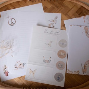 Conjunto moderno de escritura de cartas boho_ DESCARGA DIGITAL/Papel de escritura forrado y sobre/Cartas escritas a mano/Amigo por correspondencia/ Correo postal/ Conjunto de papelería