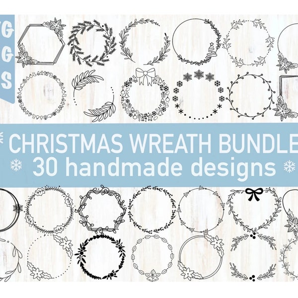 Christmas wreath svg bundle | Christmas svg | wreath svg | winter svg | holly berry svg | holiday svg | SVG files for cricut | silhouette