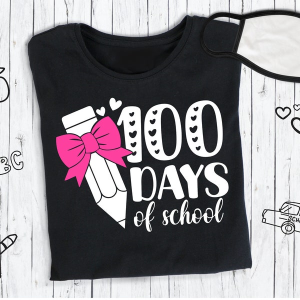100 jours d'école SVG, 100 jours d'amour de l'école SVG, 100 coeurs SVG, 100 jours Svg, 100e jour d'école, Silhouette, Cricut, fichier de coupe