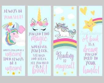 unicorn bookmark pdf etsy