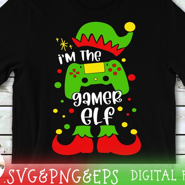 Gamer Elf SVG, Funny Holiday SVG, Boy Gift SVG, Gamer Present SVG, Video Gamer SVG, Cameo Cricut, Cut File, Silhouette, Cricut