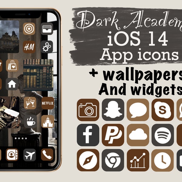 Dark academia iOS 14 app icons , wallpapers and widgets | classic art app covers| brown aesthetic iphone homescreen | wallpapers widgets