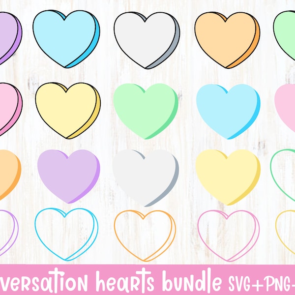 Conversation Heart Bundle of 21 files, PNG, Digital Download, Commercial Use, Transparent Background