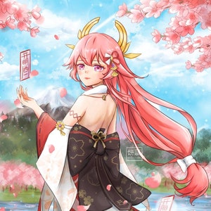 Anime Style Digital Art Fanart Commission - Headshot / Bust up / Half body / Full body Can do OCs