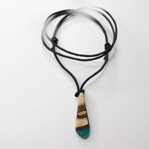 Maple Wood and Blue Resin Necklace