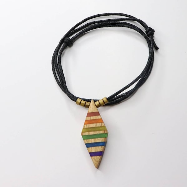 Wood and Resin Pride Necklace