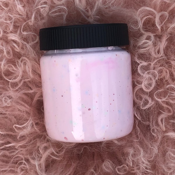 Pink Sprinkle Cupcake Slime | Pink Crunchy Butter Slime with Rainbow Foam Beads | Sleepy Wisdom Slimes