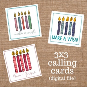 Velas de cumpleaños de acuarela para etiquetas de regalo personalizadas / tarjetas de llamada (archivo digital)