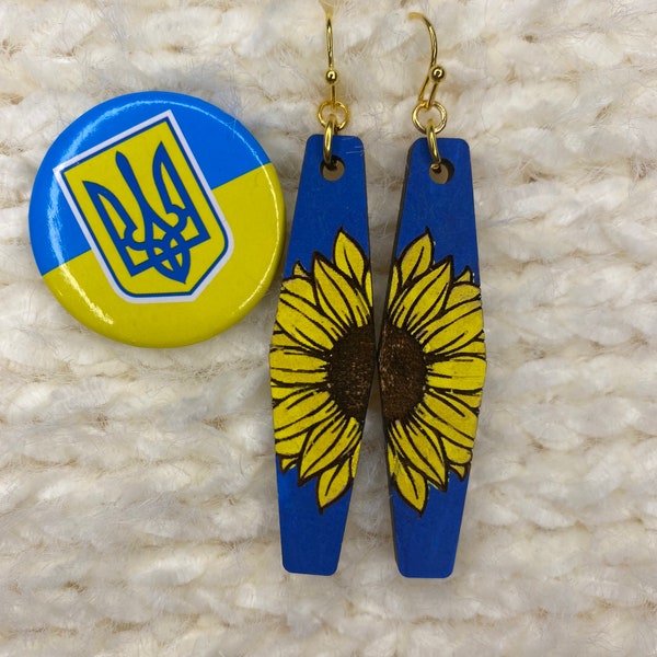 I stand with Ukraine, Sunflower National Flower earrings