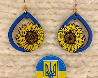 I stand with Ukraine, Sunflower National Flower earrings