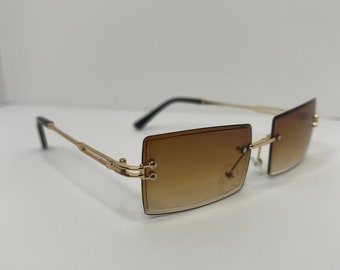 Brown rectangle Rimless Sunglasses #25