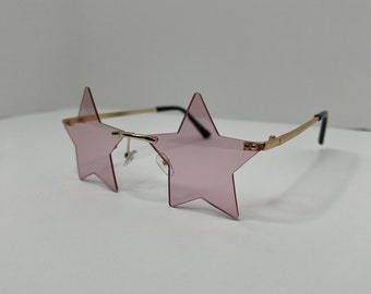 Star Shaped Rimless Party Sunglasses pale pink #12