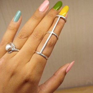 Arthritis finger splint adjustable sterling silver 925 or yellow bronze one piece