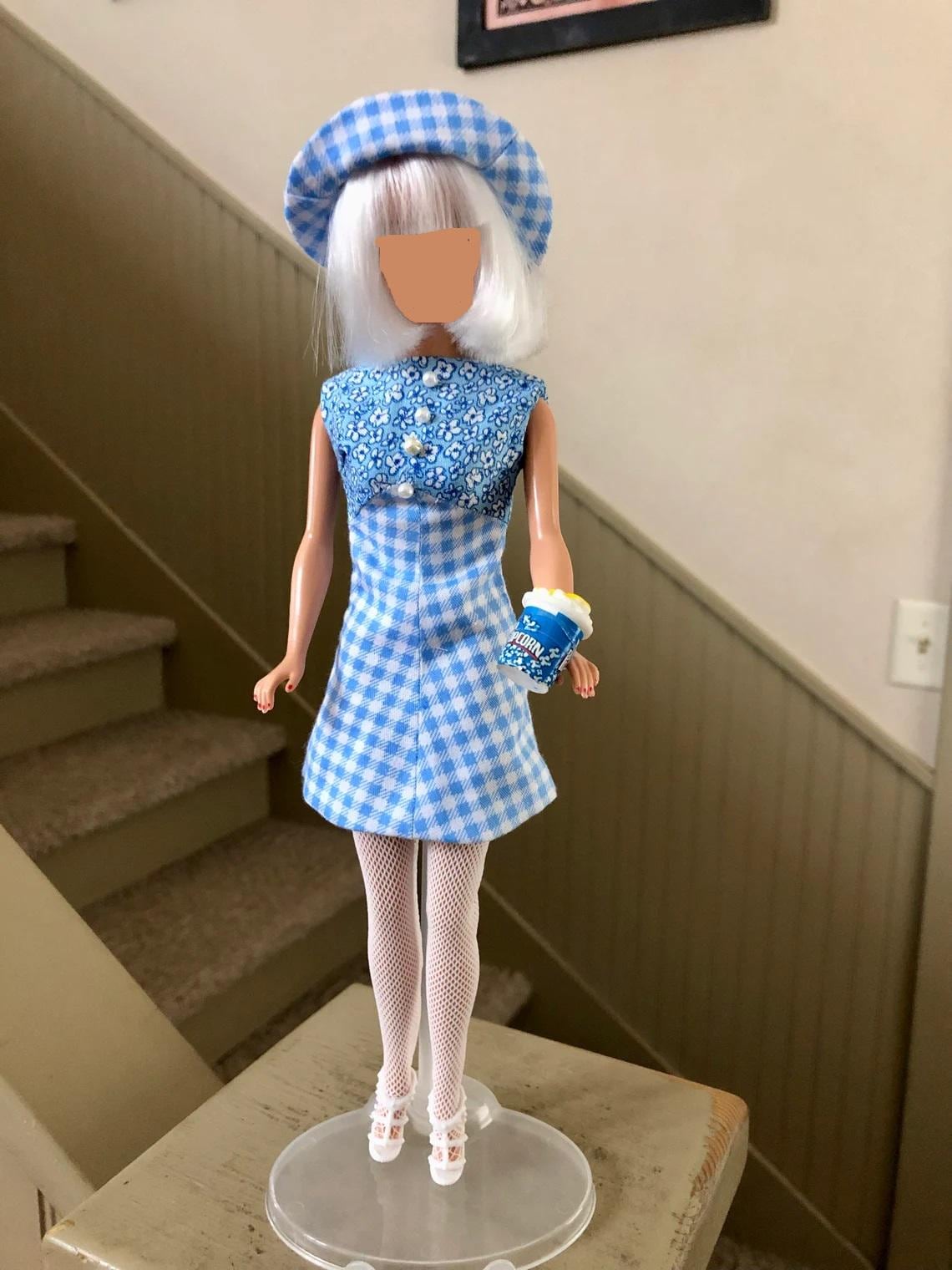 princess polly baby blue dress Barbie Chic Doll Red Hair Blue Dress With Heart Pattern Fashionista Mattel main image 1