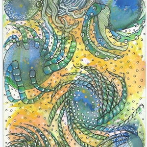 Tentacles- 5.5&quot; x 8.5&quot; Watercolor and Ink Painting on Cold Press Paper
