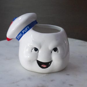 Ghostbusters Stay Puft Marshmallow Man Planter – Vintage 80s Collectible Figure, Pencil Holder or Décor