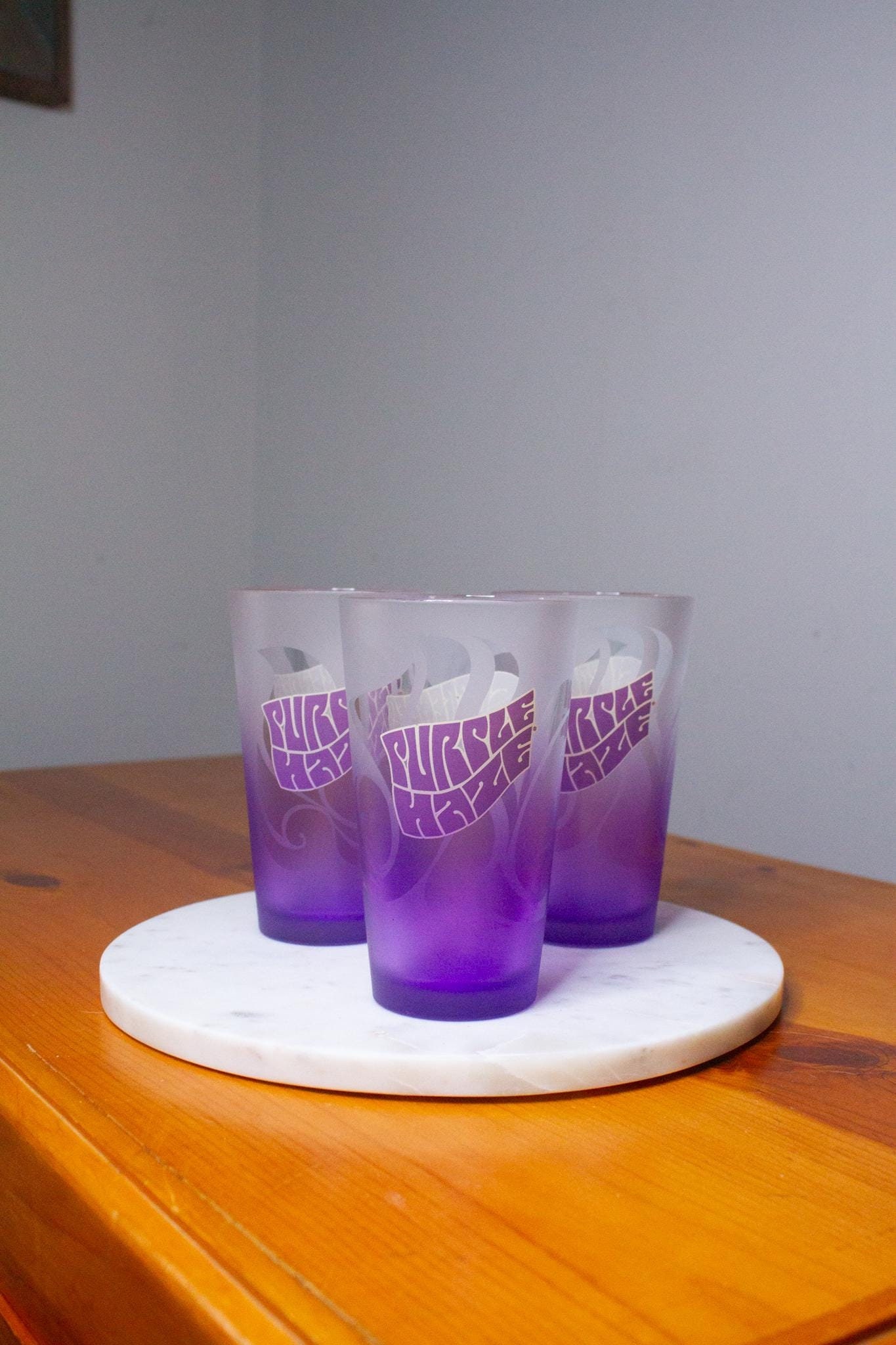 レトロなガラスの器（薄紫色）11枚 Vintage Purple Haze Frosted Glass Set – Retro 70s Psychedelic