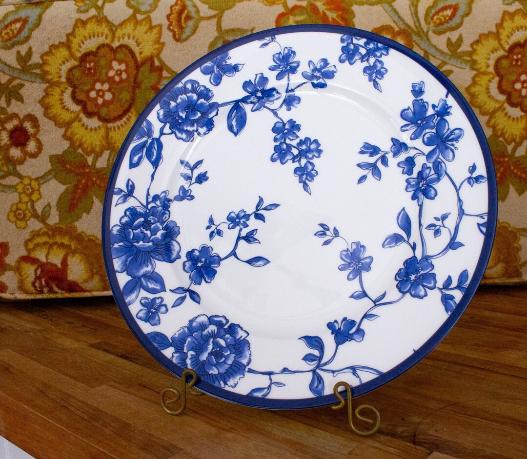 Portobello by Inspire Dinner Plates Set of 4 Blue Floral Etsy