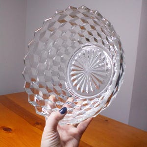 Fostoria Clear Glass Serving Bowl – Vintage Diamond-Cut Crystal Style