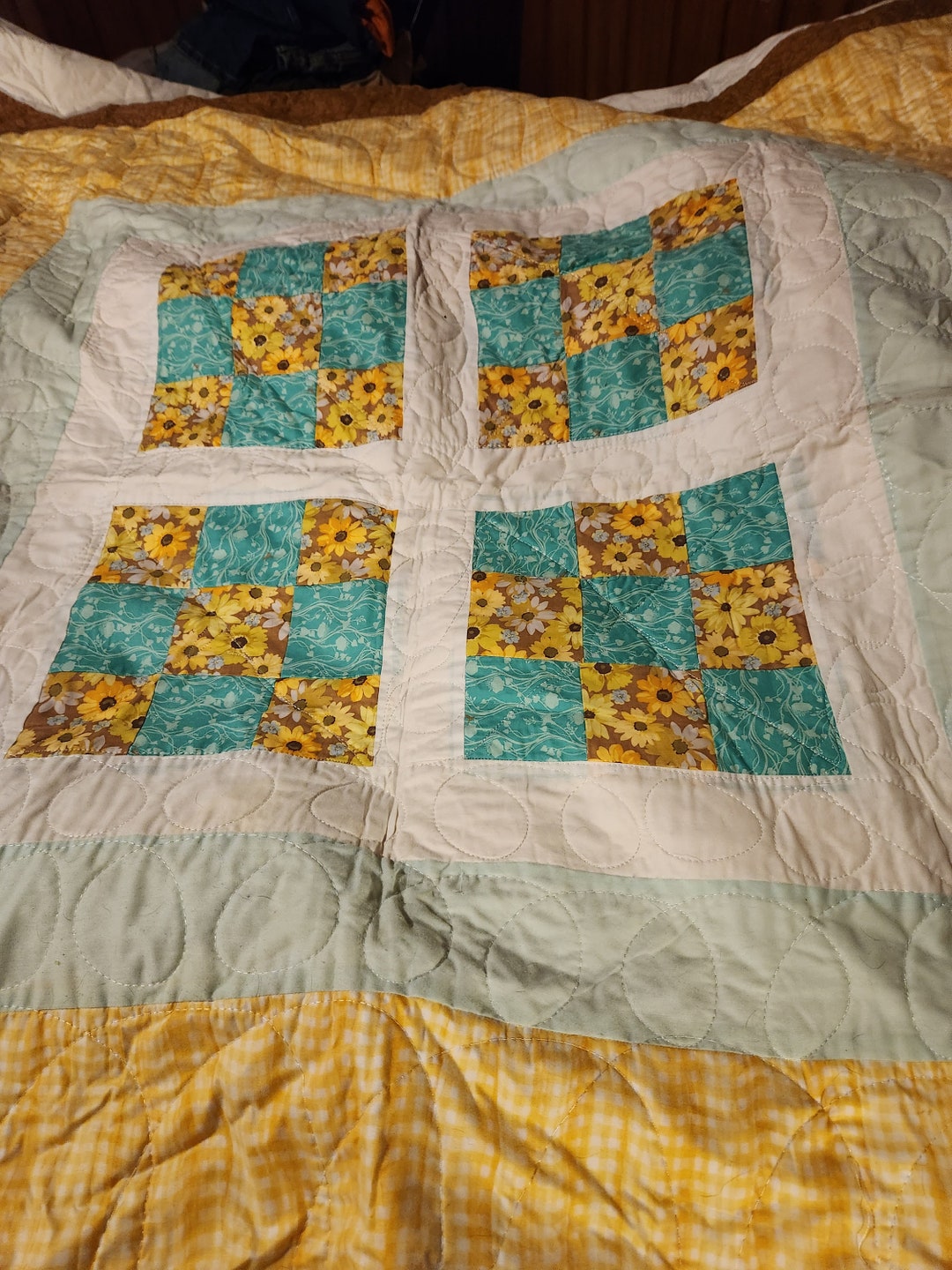 Vintage Sunflower Quilt Etsy