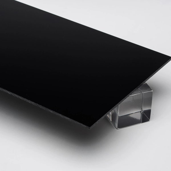 1/8" Thickness Piano Black Acrylic Sheet | Clear Plexiglass | Plastic (Cut To Size)