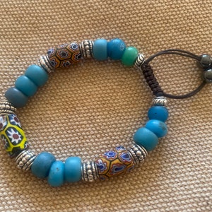 Antique Millefiore Murano glass and padre bead bracelet