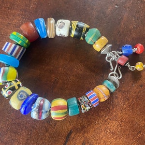 Antique trade bead bracelet, African Jewellery, Vintage Murano glass beads