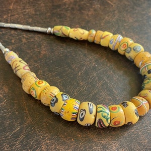 Antique trade bead necklace handmade with vintage Murano glass and Ethiopian silver beads