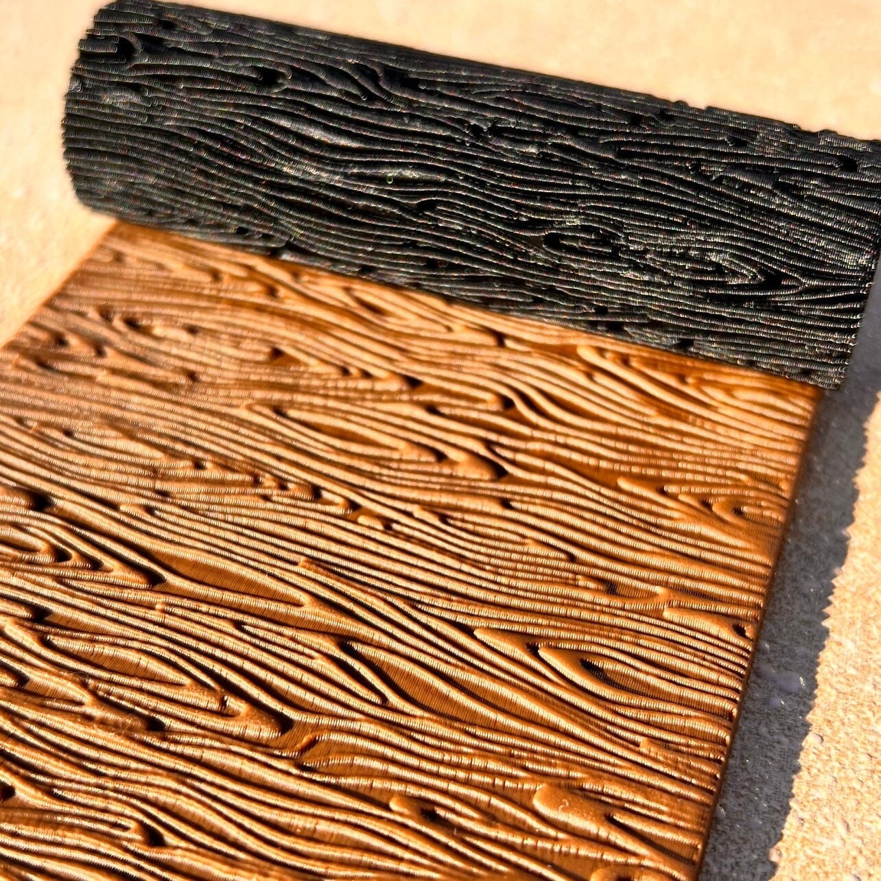Wood Grain Polymer Clay Texture Roller: 3D Printed PLA Clay Tool
