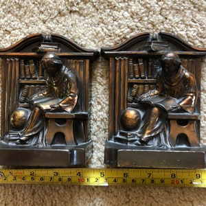 Vintage brass Monk bookshelf bookends