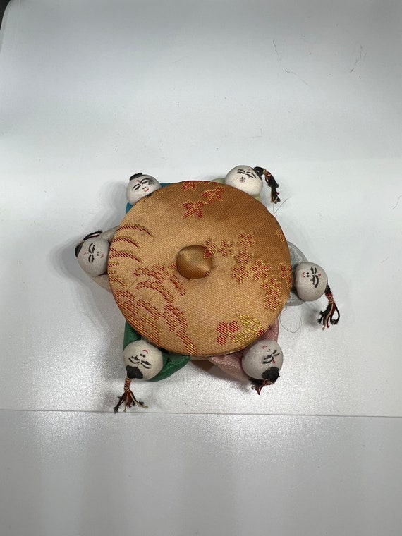 Vintage Chinese Silk Pin Cushion Red With Children