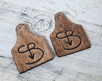 Custom Cowhide branded earrings