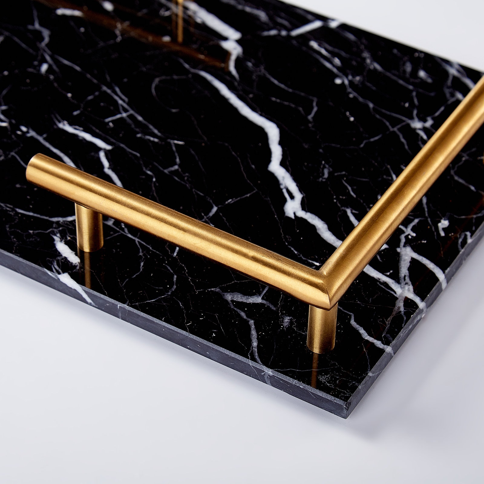 Black Marble Tray for Vanity with Gold Handles Perfume Tray Etsy