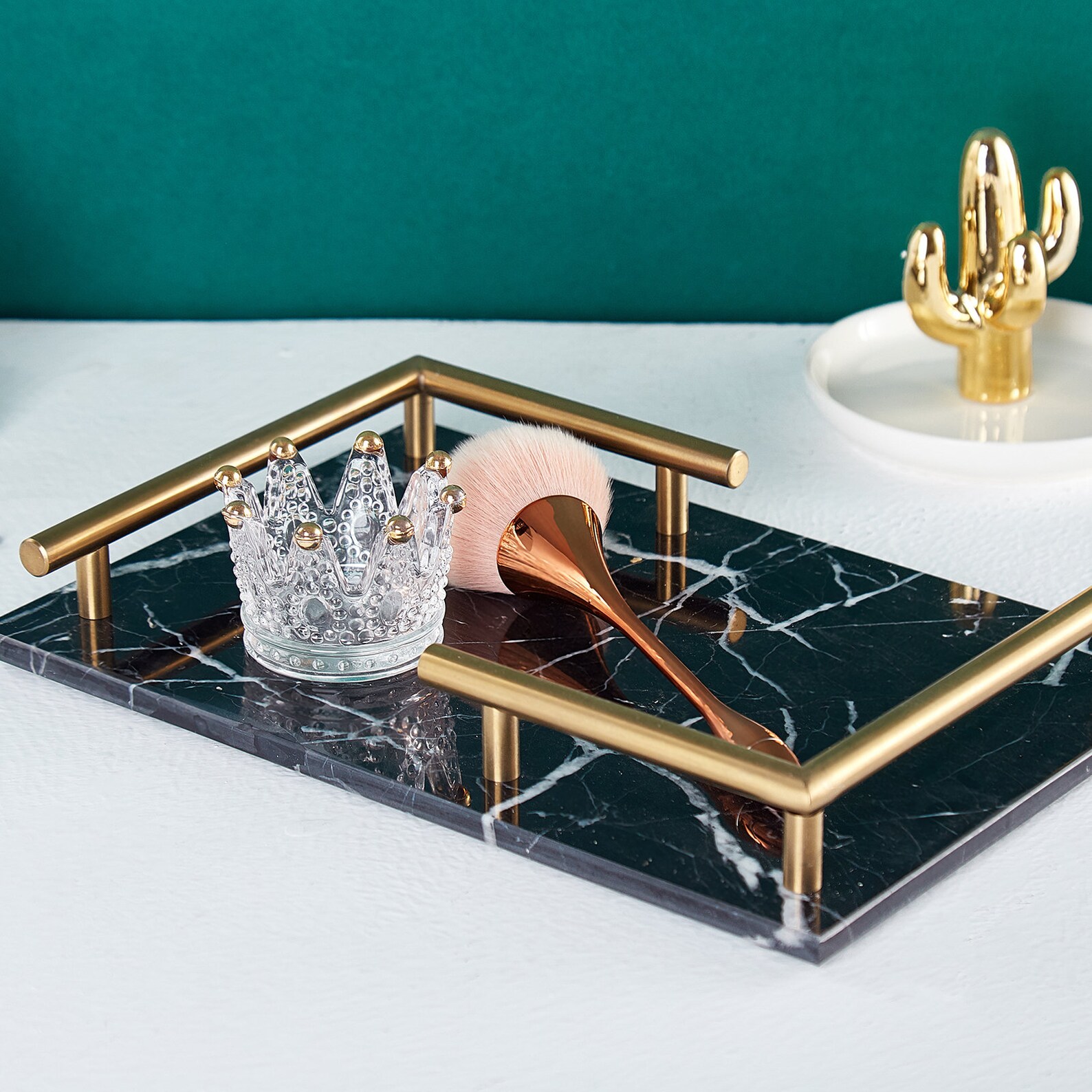 Black Marble Tray for Vanity with Gold Handles Perfume Tray Etsy