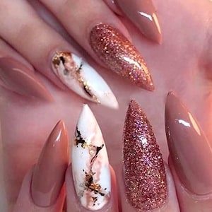 Marble Fake Nails, 24 Pcs Fake almond nails short, Press on Nails with glue, Nails Art Tips, short press nails with designs, gift for her