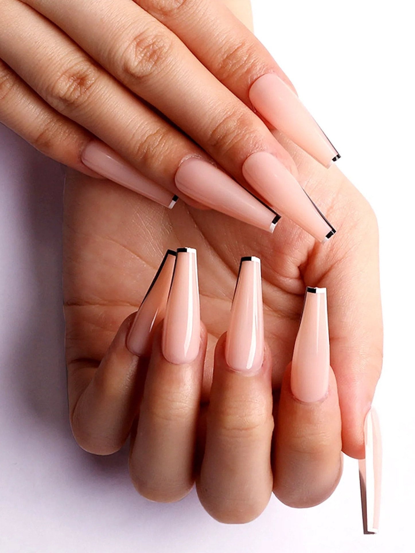 Natural Beige Coffin Press on Nails Light Brown Nails Long Press